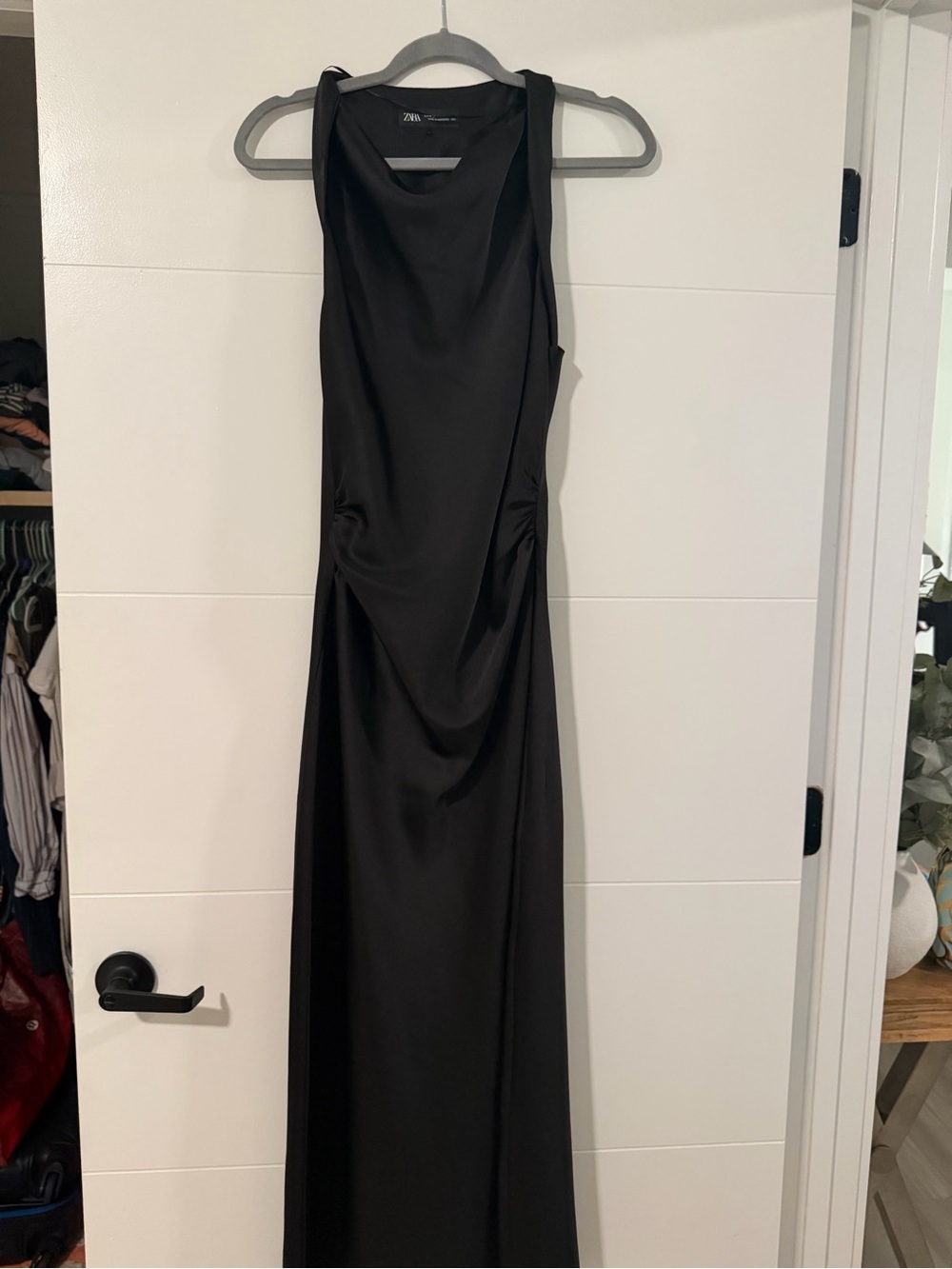 Zara Black Sleeveless Draped Maxi Dress